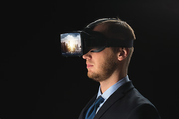 Image showing businessman in virtual reality glasses or headset