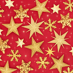 Image showing Sparkling Gold Star Christmas Background