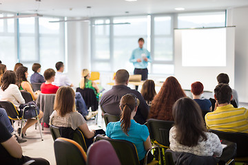 Image showing Speaker giving presentation on business conference.