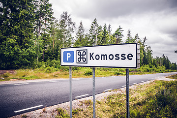 Image showing Sign by the road at the Komosse nature reserve