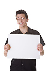 Image showing Young Man Holding a Blank Board