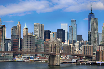 Image showing Manhattan Skyline and Brooklyn Bridge, New York City