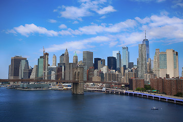 Image showing Manhattan Skyline and Brooklyn Bridge, New York City