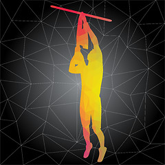 Image showing Vector silhouettes of people doing fitness and crossfit workouts