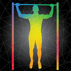 Image showing Vector silhouettes of people doing fitness and crossfit workouts