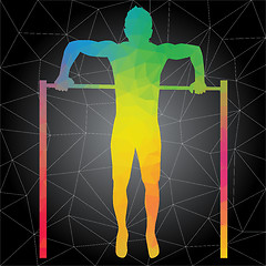 Image showing Vector silhouettes of people doing fitness and crossfit workouts