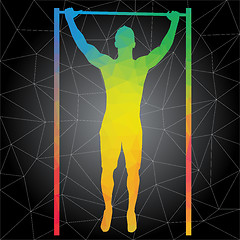 Image showing Vector silhouettes of people doing fitness and crossfit workouts