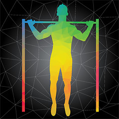 Image showing Vector silhouettes of people doing fitness and crossfit workouts