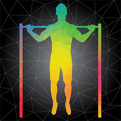 Image showing Vector silhouettes of people doing fitness and crossfit workouts