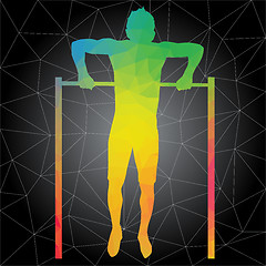 Image showing Vector silhouettes of people doing fitness and crossfit workouts