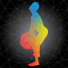 Image showing Vector silhouettes of people doing fitness and crossfit workouts