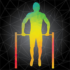 Image showing Vector silhouettes of people doing fitness and crossfit workouts