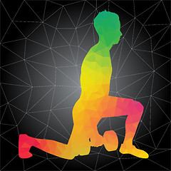 Image showing Vector silhouettes of people doing fitness and crossfit workouts