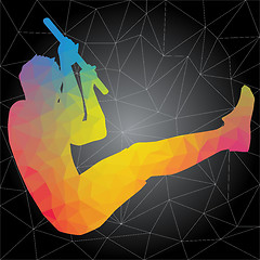 Image showing Vector silhouettes of people doing fitness and crossfit workouts