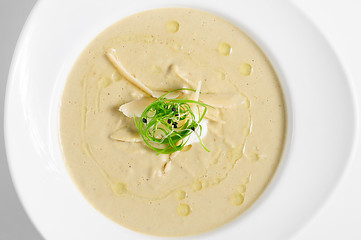 Image showing Eggplants cream soup with parmigiano