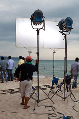 Image showing Team of professionals shoots film