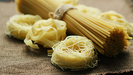 Image showing Closeup of pasta and spaghetti