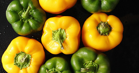 Image showing Fresh green and yellow peppers 