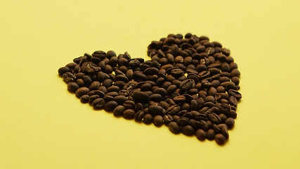 Image showing Coffee beans in heart shape