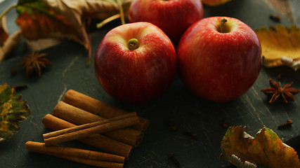 Image showing Red apples and spices 