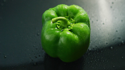 Image showing Closeup of wet green pepper