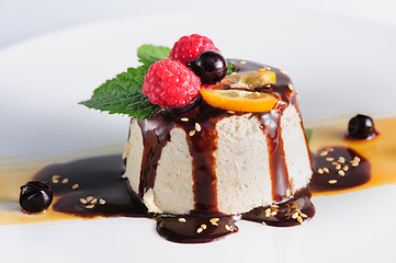 Image showing semifredo, italian ice cream dessert with halva