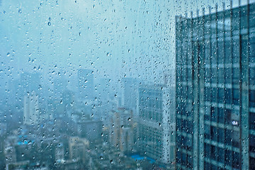 Image showing Rain drops on window