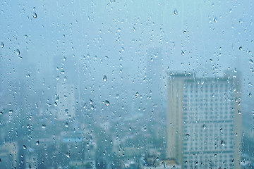 Image showing Rain drops on window