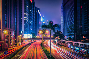 Image showing Street traffic in Hong Kong at night