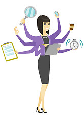 Image showing Business woman coping with multitasking.