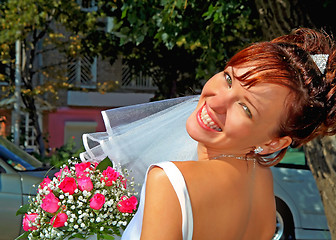 Image showing Bride with the bunch of flowers