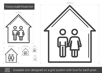 Image showing Young couple house line icon.