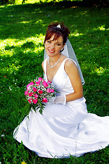 Image showing Bride with the bunch of flowers