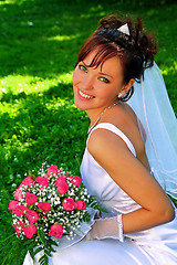 Image showing Bride with the bunch of flowers