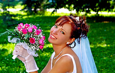 Image showing Bride with the bunch of flowers