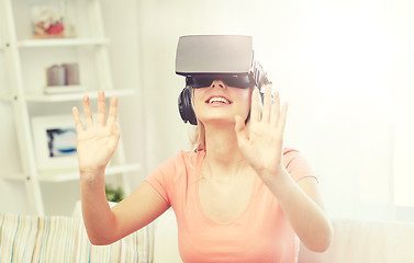 Image showing woman in virtual reality headset or 3d glasses