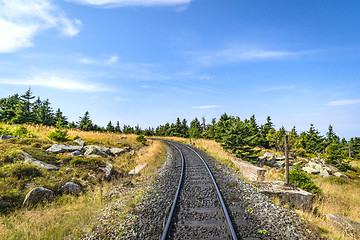 Image showing Railroad track curving to the left