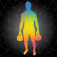 Image showing Vector silhouettes of people doing fitness and crossfit workouts