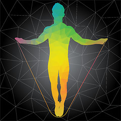 Image showing Vector silhouettes of people doing fitness and crossfit workouts