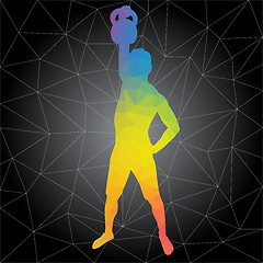 Image showing Vector silhouettes of people doing fitness and crossfit workouts