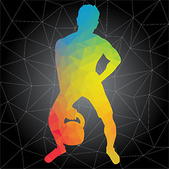 Image showing Vector silhouettes of people doing fitness and crossfit workouts