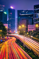 Image showing Street traffic in Hong Kong at night