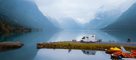 Image showing Family vacation travel RV, holiday trip in motorhome