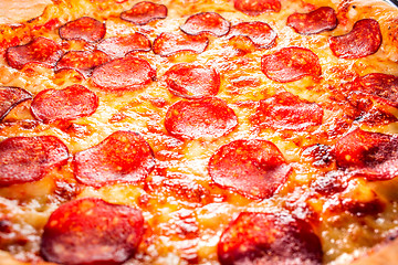 Image showing Pepperoni pizza closeup