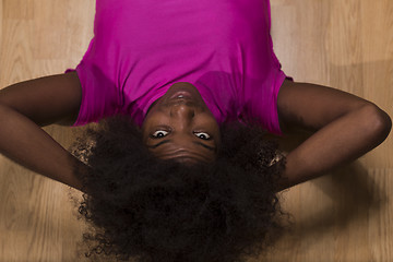 Image showing woman  relaxing after pilates workout