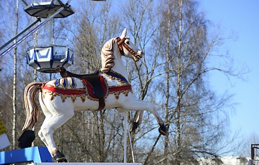 Image showing carousel horse in an amusement park