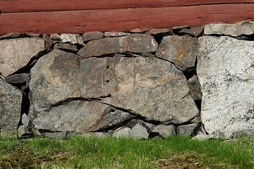 Image showing old masonry in the basement of a wooden house