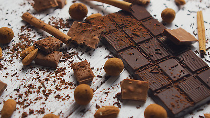 Image showing Black chocolate and spices