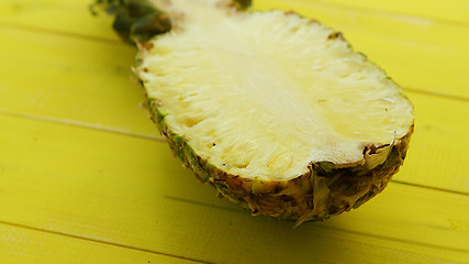 Image showing Half of cut fresh pineapple