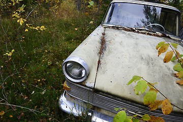 Image showing abandoned old car in the forest